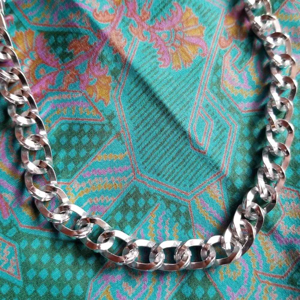Relisted - Vintage chunky chain choker necklace silver tone - Picture 2 of 7